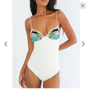 Tropical Embroidered swim suit